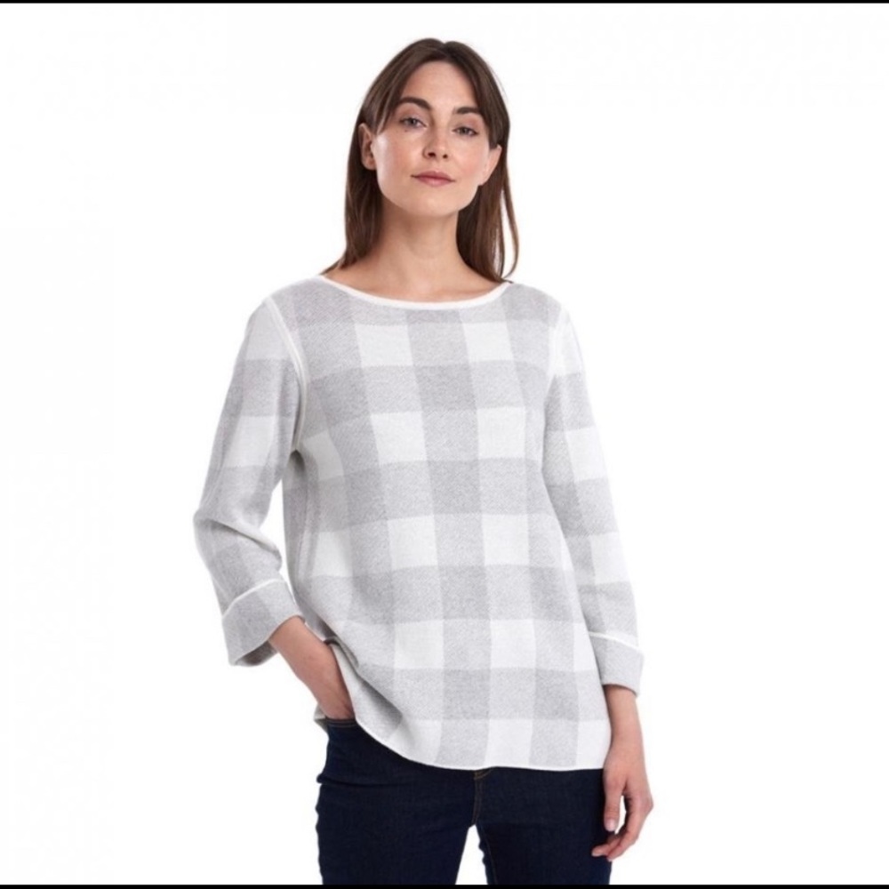 Barbour Glenn Knit grey winter tartan sweaterSize 8